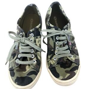 Superga Women’s Green Camouflage Sneakers